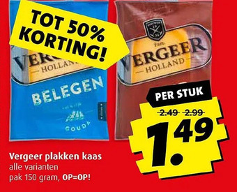 Boni Vergeer plakken kaas aanbieding