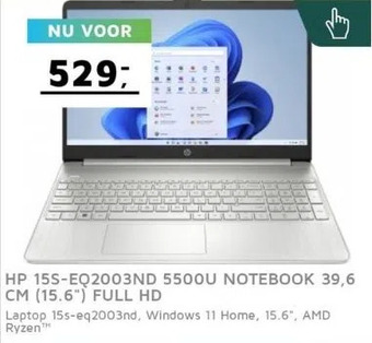 Digitotaal Hp 15s-eq2003nd 5500u notebook 39,6 cm (15.6) full hd aanbieding