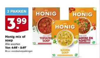 Hoogvliet Honig mix of soep 3 PAKKEN aanbieding