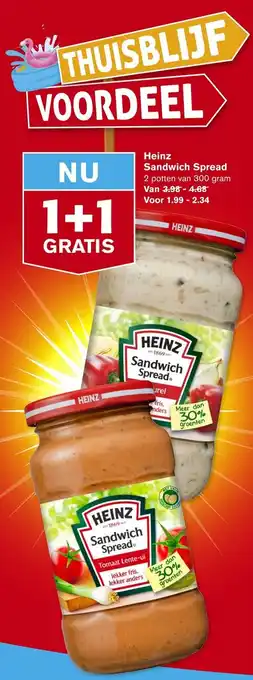 Hoogvliet Heinz Sandwich Spread 2 potten van 300 gram aanbieding