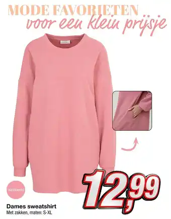 Kik Dames sweatshirt Met zakken, maten: S-XL aanbieding