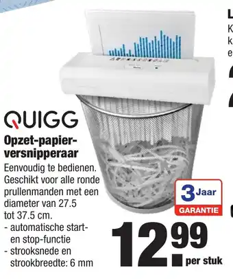 ALDI QUIGG Opzet-papier-versnipperaar aanbieding