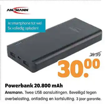 Plentyparts Powerbank 20.800 mAh aanbieding