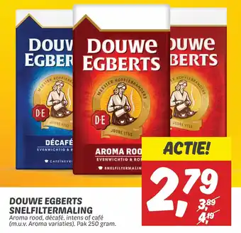 Dekamarkt DOUWE EGBERTS SNELFILTERMALING Aroma rood, décafé, intens of café (m.u.v. Aroma variaties). Pak 250 gram. aanbieding