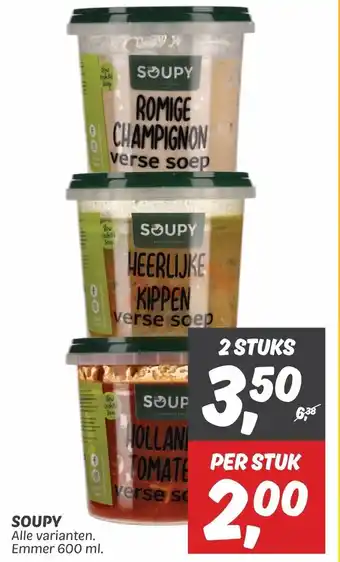 Dekamarkt SOUPY Alle varianten. Emmer 600 ml. aanbieding