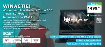 Digitotaal WINACTIE! ACER Predator Triton | PT515-52-79U3 aanbieding