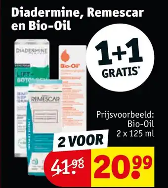 Kruidvat Diadermine, Remescar en Bio-Oil 2x 125ml aanbieding