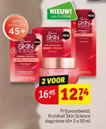 Kruidvat Kruidvat Skin Science dagcrème 45+ 2 x 50 ml aanbieding