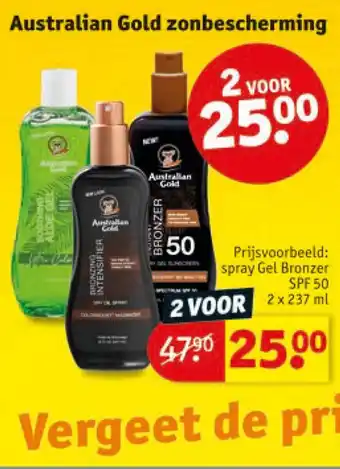 Kruidvat Australian Gold zonbescherming  2 VOOR 2x237 ml aanbieding