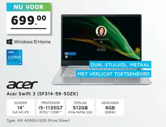 Digitotaal ACER Swift 3 SF314-59-50ZK NX.AOMEH.005 aanbieding