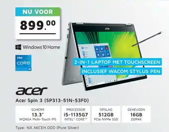 Digitotaal Acer Spin 3 | SP313-51N-53F0 NH.A6CEH.00D aanbieding