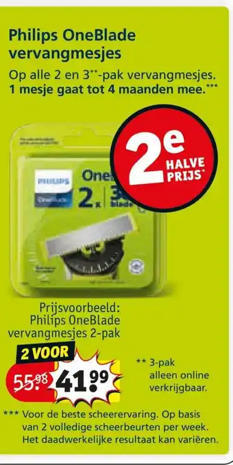 Kruidvat Philips OneBlade vervangmesjes aanbieding