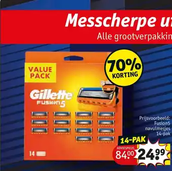 Kruidvat Messcherpe uitverkoop! Alle grootverpakkingen Gillette  Fusion 5 navulmesjes 14-pak aanbieding