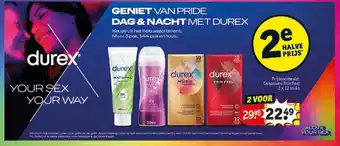 Kruidvat DAG & NACHT MET DUREX  Condooms Thin Feel 2 x 12 stuks aanbieding