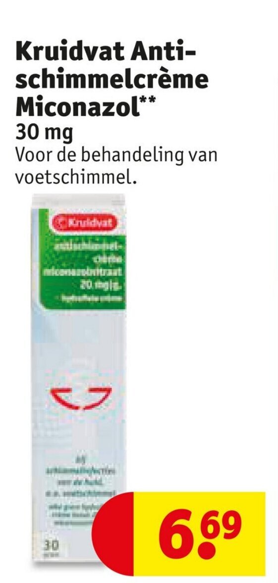 Kruidvat Antischimmelcrème Miconazol** 30 mg aanbieding bij Kruidvat