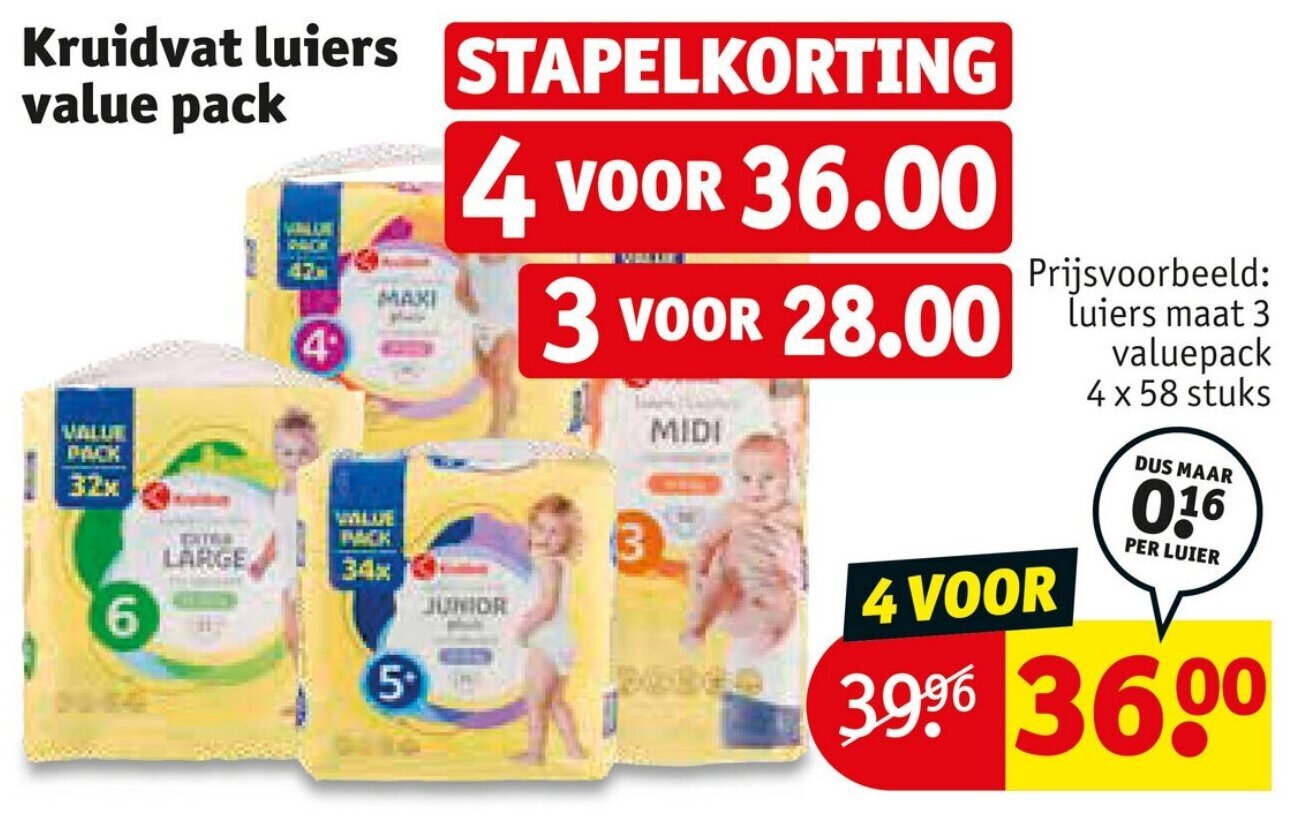 Kruidvat luiers value pack aanbieding bij Kruidvat