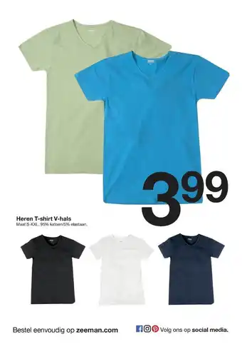 Zeeman Heren T-Shirt V-Hals aanbieding