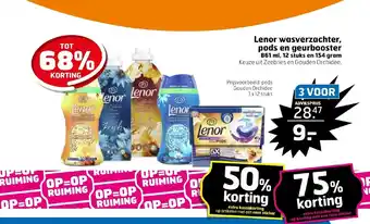 Trekpleister Lenor wasverzachter, pods en geurbooster 861 ml, 12 stuks en 154 gram aanbieding