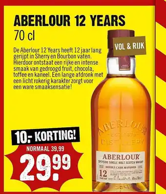 Dirck 3 Aberlour 12 Years 70 cl aanbieding