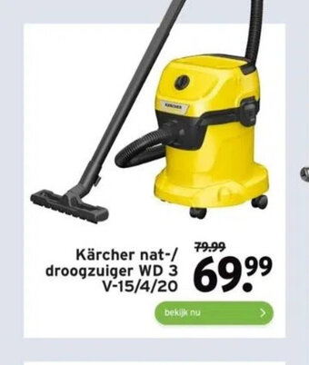 GAMMA Kärcher nat-/ droogzuiger WD 3 V-15/4/20 aanbieding