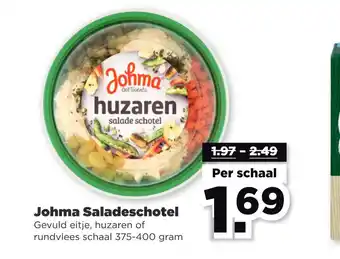 PLUS Johma Saladeschotel Gevuld eitje, huzaren of rundvlees schaal 375-400 gram aanbieding