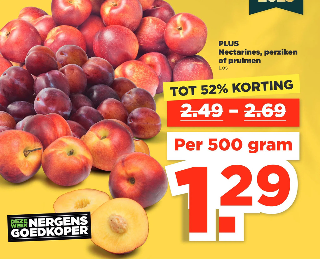 Plus nectarines, perziken of pruimen aanbieding bij PLUS