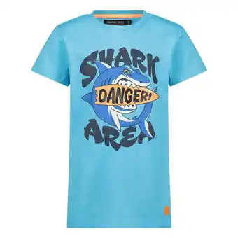 Wehkamp Orange stars t-shirt met printopdruk blauw aanbieding