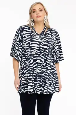 Wehkamp Yoek loretta's favourites tuniek van dolce travelstof donkerblauw/wit aanbieding