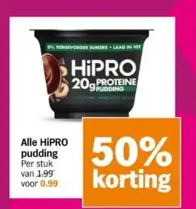 Albert Heijn Alle hipro pudding aanbieding