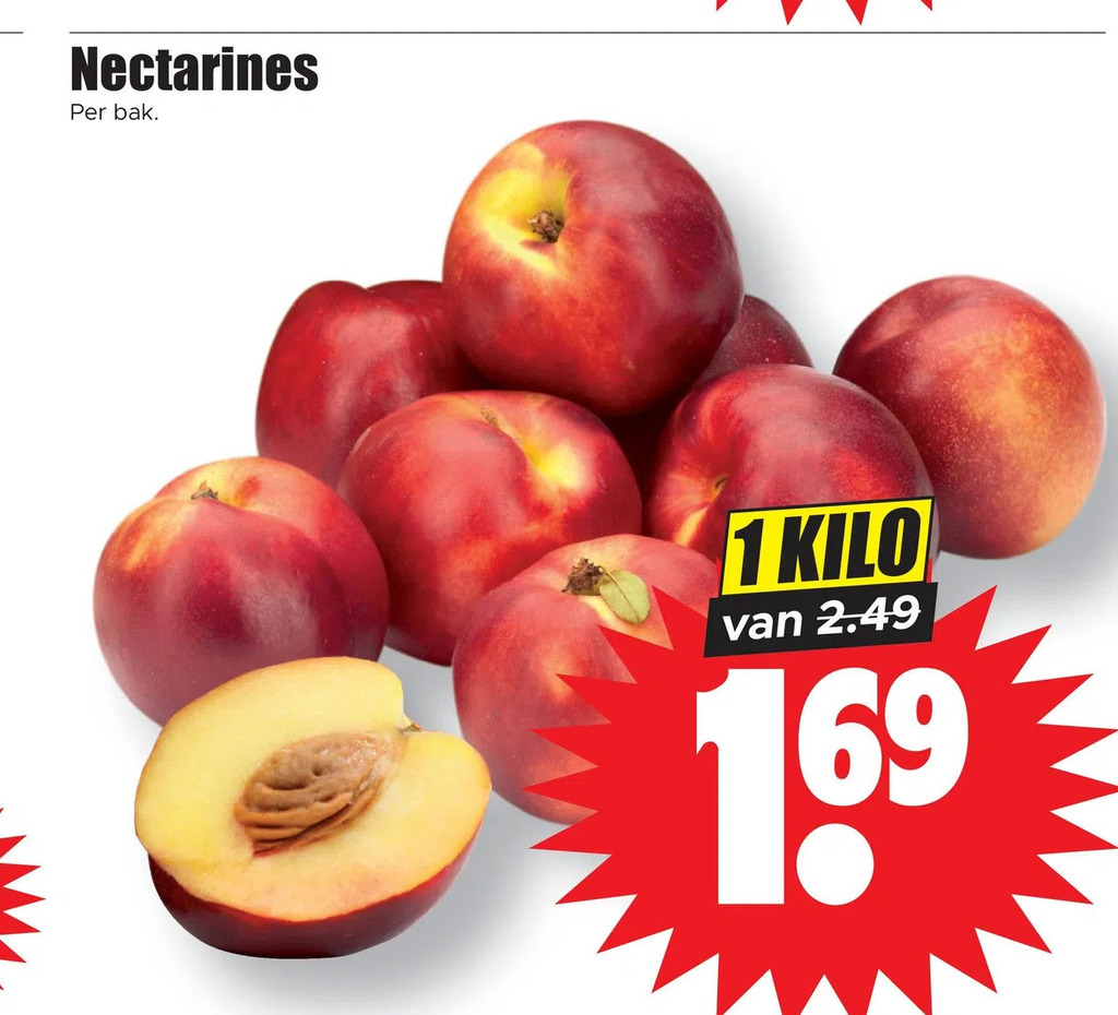 Nectarines per bak. aanbieding bij Dirk