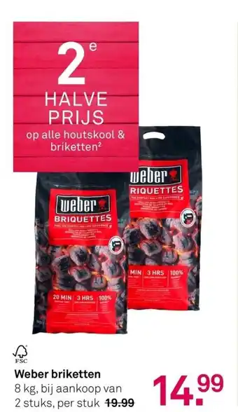 Karwei Weber briketten 8 kg, bij aankoop van 2 stuks, aanbieding