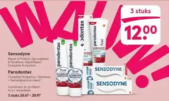 Etos Sensodyne repair & protect, gevoeligheid & tandvlees, rapid relief, complete protection, parodontax complete protection, tand aanbieding