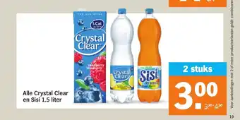 Albert Heijn Alle Crystal Clear en Sisi 1.5 liter 2 stuks aanbieding