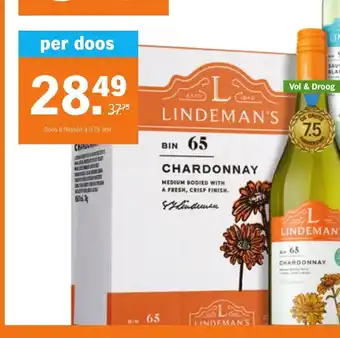 Albert Heijn Alle Lindeman's Bin 0.75 liter* per doos aanbieding