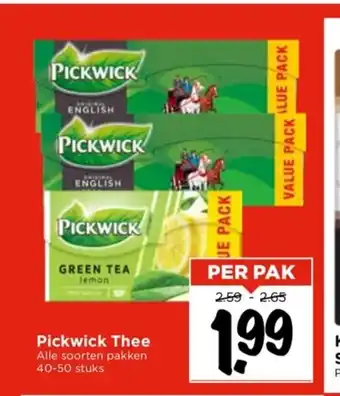 Vomar Voordeelmarkt Pickwick Thee Alle soorten pakken 40-50 stuks aanbieding