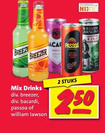 Nettorama Mix Drinks div. breezer, div. bacardi, passoa of william lawson aanbieding