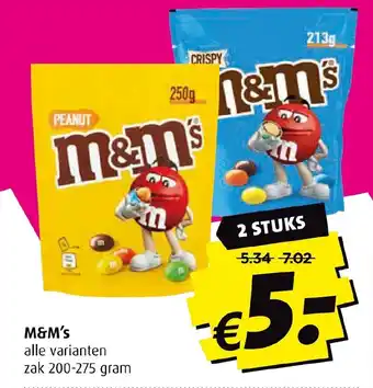 Boni M&M's alle varianten zak 200-275 gram ( 2 stuks ) aanbieding