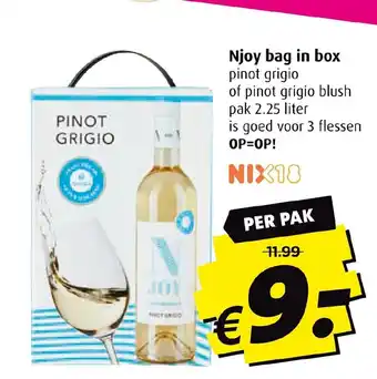 Boni Njoy bag in box pinot grigio of pinot grigio blush pak 2.25 liter aanbieding