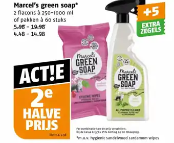 Poiesz Marcel's green soap* 2 flacons à 250-1000 ml of pakken à 60 stuks aanbieding