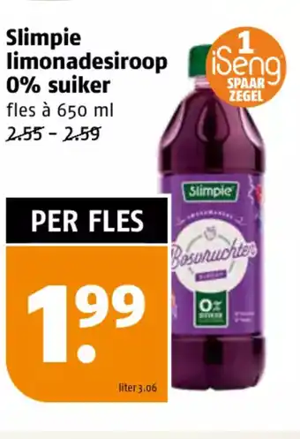 Poiesz Slimpie limonadesiroop 0% suiker 650ml aanbieding