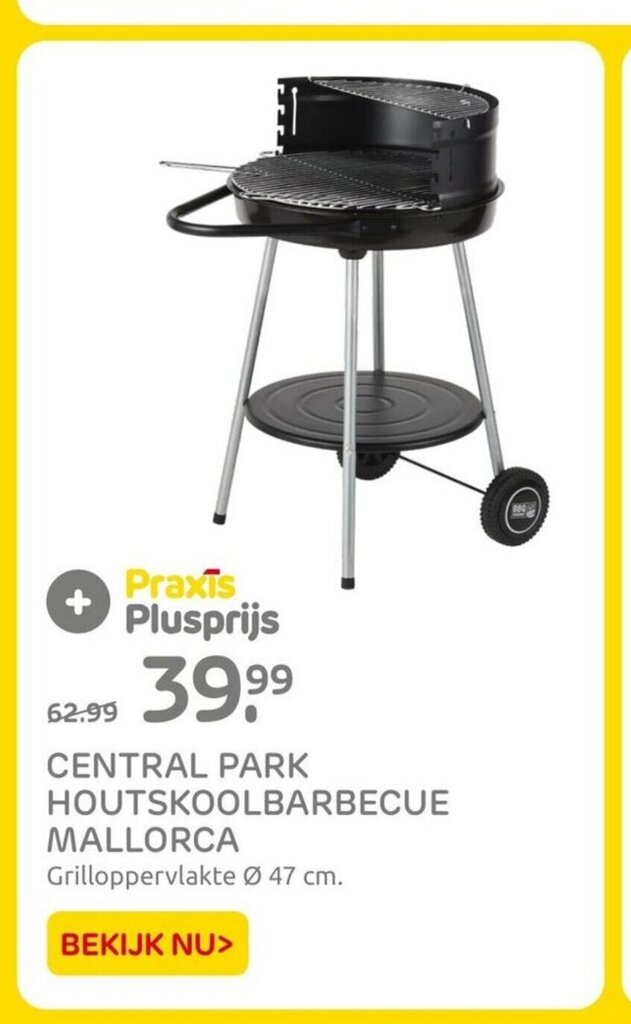 CENTRAL PARK HOUTSKOOLBARBECUE MALLORCA Grilloppervlakte Ø 47 cm. aanbieding bij Praxis