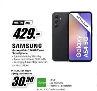 MediaMarkt SAMSUNG Galaxy A54-256 GB Zwart Smartphone aanbieding