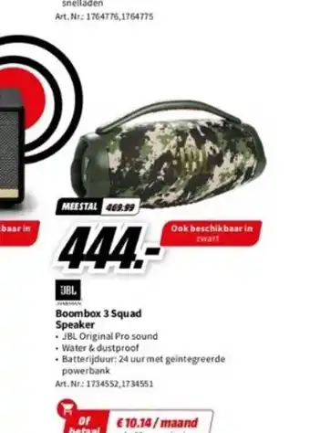 MediaMarkt JBL Boombox 3 Squad Speaker aanbieding