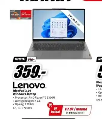 MediaMarkt Lenovo IdeaPad 314 Windows-laptop aanbieding