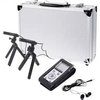 Conrad Olympus dm-720 conference kit digitaal dicteerapparaat opnameduur (max.) 985 h zilver inkl. 2 omnidirectionele microfoons, in aanbieding