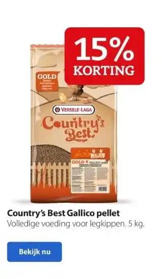 Boerenbond Country's best gallico pellet volledige voeding voor legkippen. 5 kg. aanbieding