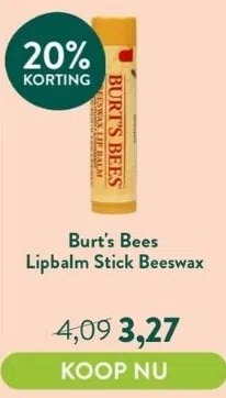 Holland & Barrett Lipbalm stick beeswax aanbieding