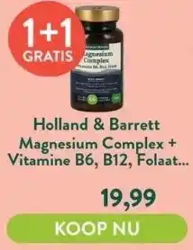 Holland & Barrett Magnesium complex + vitamine b6, b12, folaat - 60 tabletten aanbieding