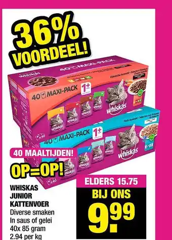 Big Bazar Whiskas Junior 40x85 gram aanbieding