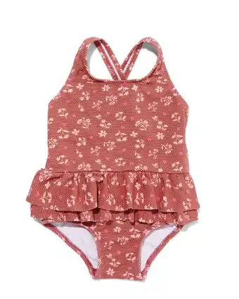 HEMA Hema baby badpak bloemen (roze) aanbieding